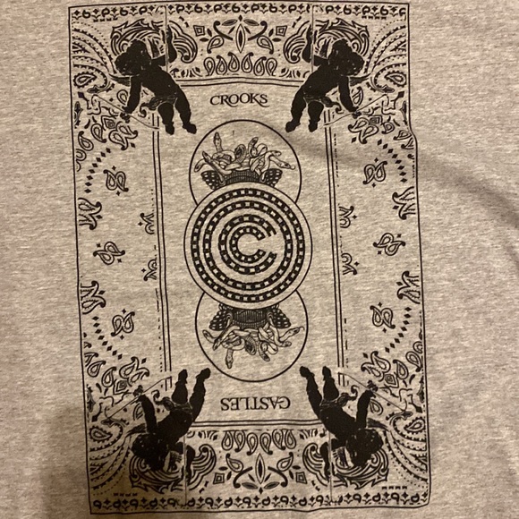 NWT Crooks&Castles grey&black designed short sleeve men crew neck t-shirt LG &XL - Picture 2 of 9